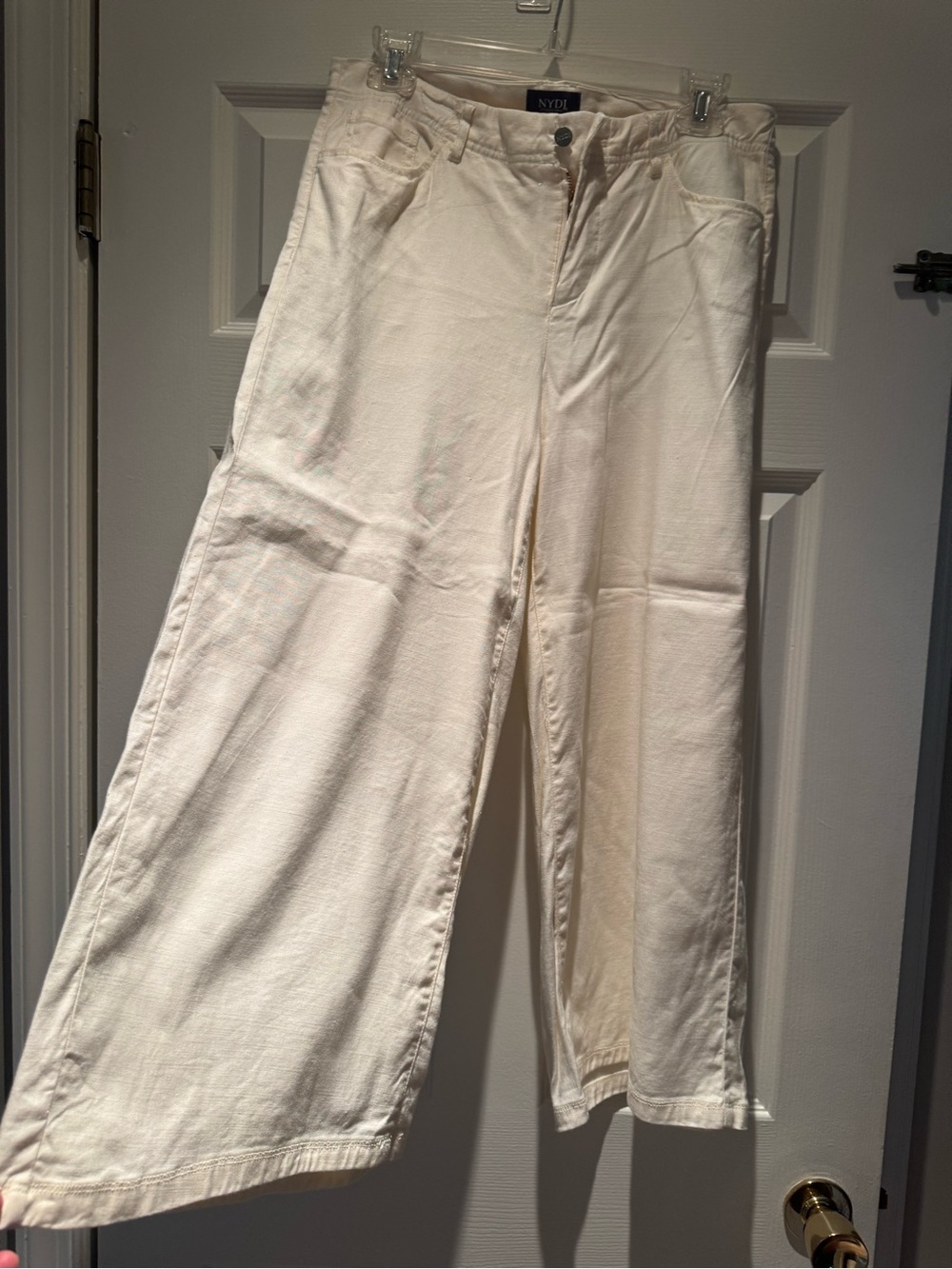 NYDJ Cream Wide-Leg cropped pants